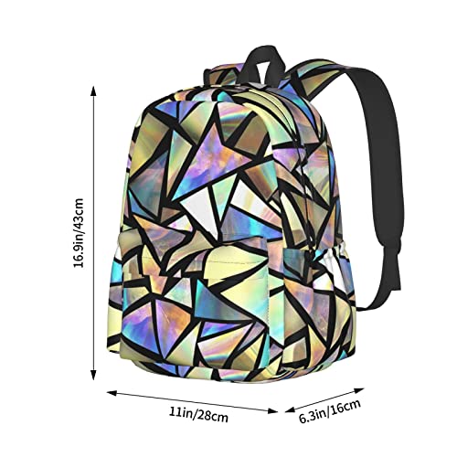 Oplp Brightly Colored Triangles Large Capacity Backpack Lightweight Personalized Laptop Bag Tablet Travel School Bag with Multiple Pockets