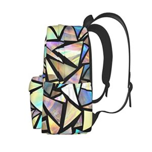 Oplp Brightly Colored Triangles Large Capacity Backpack Lightweight Personalized Laptop Bag Tablet Travel School Bag with Multiple Pockets