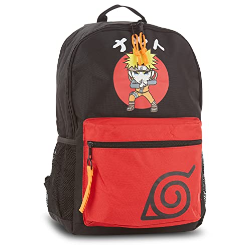 Naruto Tokidoki Shippuden Allover Backpack - Sakura, Kakashi,, and Sasuke Bookbag - Tokidoki Shippuden Knapsack for All (Black)