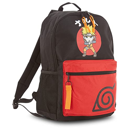 Naruto Tokidoki Shippuden Allover Backpack - Sakura, Kakashi,, and Sasuke Bookbag - Tokidoki Shippuden Knapsack for All (Black)