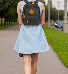 MADISON & DAKOTA Canvas Mini Backpack for Everyday & Day Pack Rucksack in Solid Color Blocks (Black)