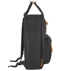 MADISON & DAKOTA Canvas Mini Backpack for Everyday & Day Pack Rucksack in Solid Color Blocks (Black)