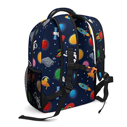 Mrokouay Custom Backpack for Boys Girls, Personalized Backpack with Name Text, Customization Planet Astronaut Rocket Cute Lightweight School Bag