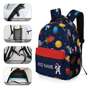 Mrokouay Custom Backpack for Boys Girls, Personalized Backpack with Name Text, Customization Planet Astronaut Rocket Cute Lightweight School Bag