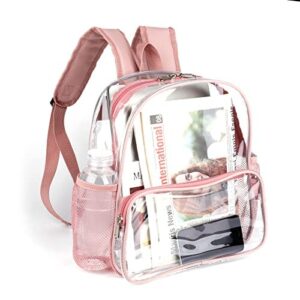 small clear backpack stadium approved 12x12x6 clear mini backpack for girls women ( rose gold )