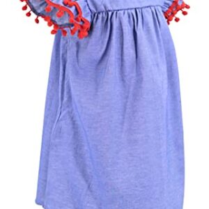 Unique Baby Girls Back to School Denim Apple Dress (8Y, Red)