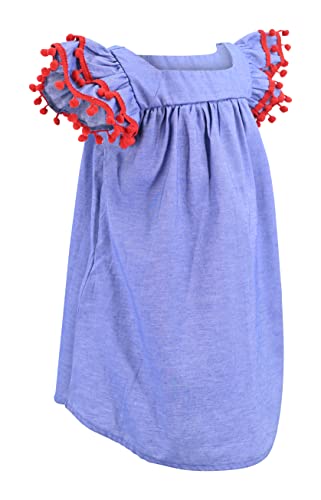 Unique Baby Girls Back to School Denim Apple Dress (8Y, Red)