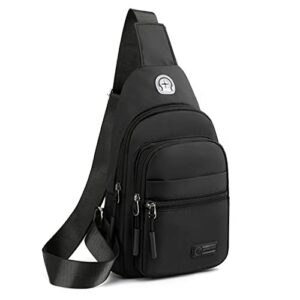 xinteorao small sling bag for women men chest bag one strap shoulder crossbody sling backpack for travel running hiking black
