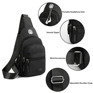 Xinteorao Small Sling Bag for Women Men Chest Bag One Strap Shoulder Crossbody Sling Backpack for Travel Running Hiking Black