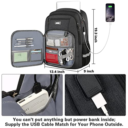 Travel Laptop Backpack, 17 Inch Extra Large College School Bookbag,RFID Anti Theft Slim Business Airplane Approve Laptops Backpack with USB Charging Port, Computer Bag for Women Men Fits Notebook