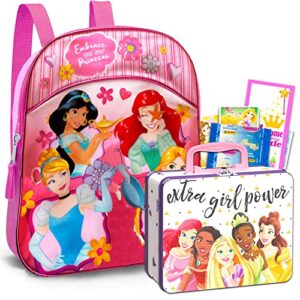 disney princess mini backpack for girls – bundle with 11″ princess backpack, 48 pc disney princess puzzle, stickers, more | disney princess backpack set