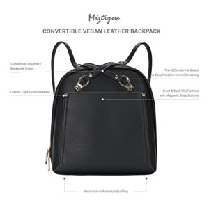 MMS Brands Miztique The Daisy Convertible Backpack Purse for Women, Soft Vegan Leather Crossbody Bag -Black