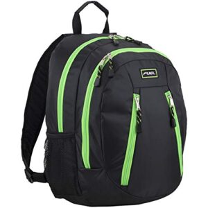 fuel active school backpack, black/lime green trim