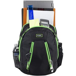 FUEL Active School Backpack, Black/Lime Green Trim