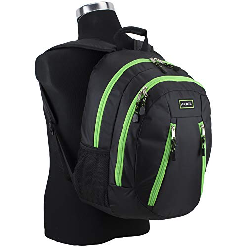 FUEL Active School Backpack, Black/Lime Green Trim