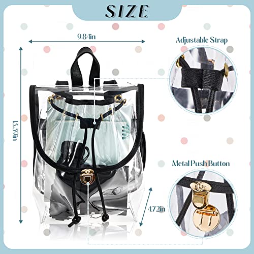 4 Pcs Clear Backpack Heavy Duty Stadium Approved Mini Bag Clear Purse Small Clear Backpack Heavy Duty Clear Plastic Backpack for Gym Drawstring Bag Women Girls Concert Work Sports