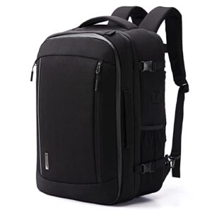 business carry on backpack with detachable laptop bag, 40l expanable travel backpack, airplane approved luggage backpack, water resistant suitcase for men and women (black)