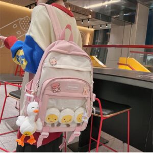 Fuvtory Aesthetic Kawaii Back to School Cute Bookbag Backpack Rucksack Daypack College Student Teen Girls Children with Pins and Accessories (yellow)