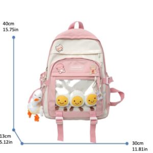 Fuvtory Aesthetic Kawaii Back to School Cute Bookbag Backpack Rucksack Daypack College Student Teen Girls Children with Pins and Accessories (yellow)