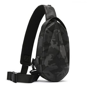 lamgool sling bag for men waterproof shoulder bag travel hiking hard shell sling backpack lightweight cross body bag with usb charger port
