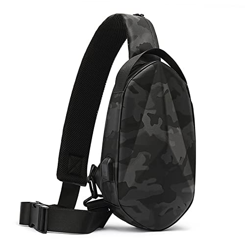 Lamgool Sling Bag for Men Waterproof Shoulder Bag Travel Hiking Hard Shell Sling Backpack Lightweight Cross Body Bag with Usb Charger Port