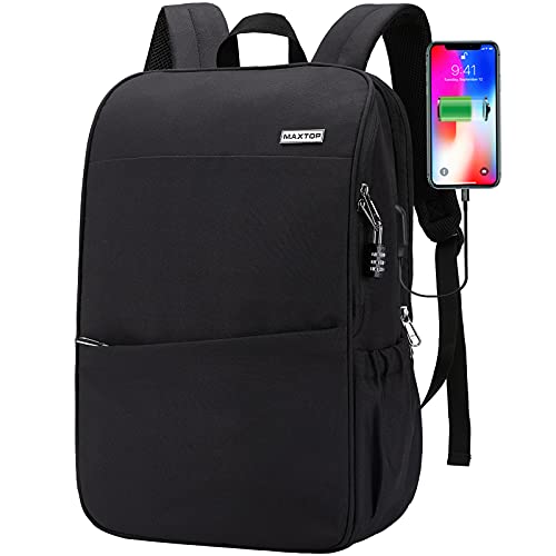 MAXTOP Travel Laptop Backpack with USB Charging Port Anti-Theft[Water Resistant] College School Bookbag Fits 17 Inch Laptop