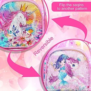 WZLVO Toddler Backpack for Girls, 12" Cute Unicorn Sequin Preschool Bookbag, Kindergarden School bag for little Kids