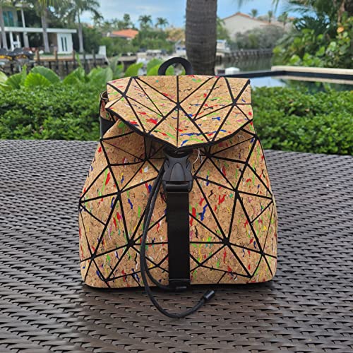 Geometric Cork Backpack Vegan Backpack Eco-friendly Cork Backpack for Women