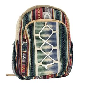 fwosi hemp hippie backpack – cute trendy men & women multipurpose backpacks with laptop sleeve – handmade in nepal – sustainable lightweight laptop bag