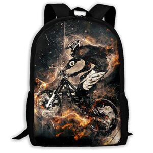 burning fire motorcycle dity bike lightweight backpack bookbags outdoor travel laptop daypack
