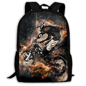 Burning Fire Motorcycle Dity Bike Lightweight Backpack Bookbags Outdoor Travel Laptop Daypack