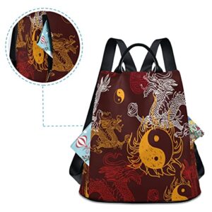 ALAZA Dragon Yin Yang Women Backpack Anti Theft Back Pack Shoulder Fashion Bag Purse