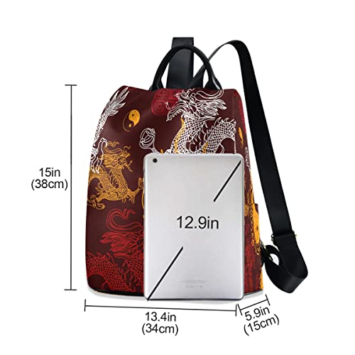 ALAZA Dragon Yin Yang Women Backpack Anti Theft Back Pack Shoulder Fashion Bag Purse