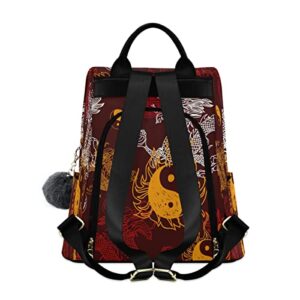 ALAZA Dragon Yin Yang Women Backpack Anti Theft Back Pack Shoulder Fashion Bag Purse