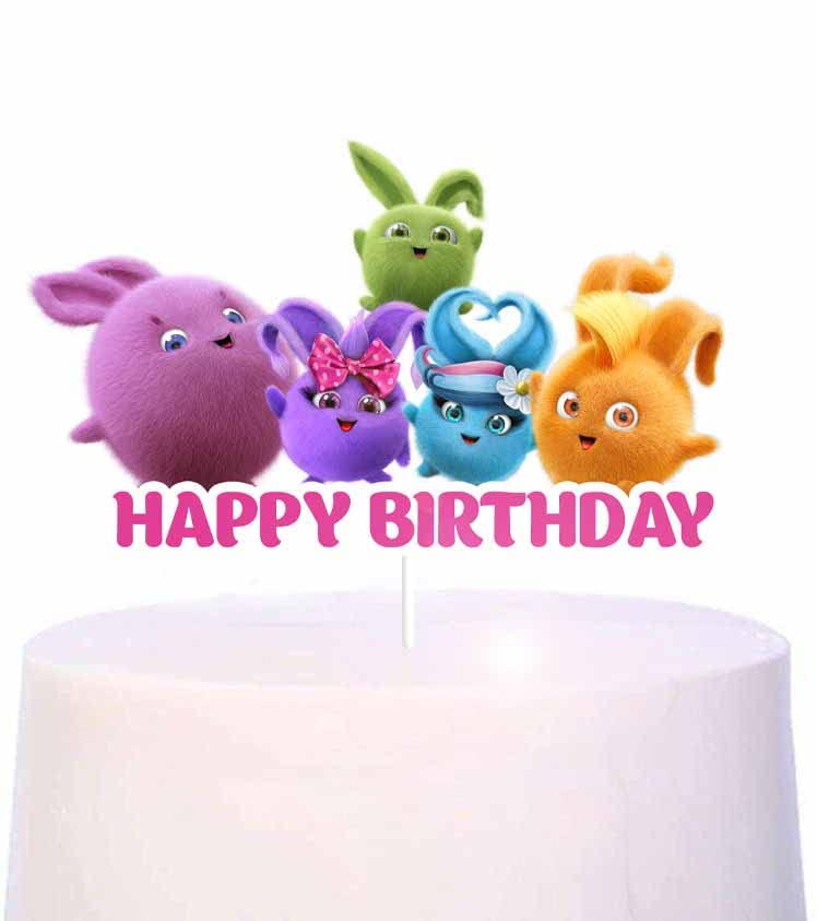 Sunny Bunnies Cake Topper | Cartoon Sunny Bunnies Party Supplies for Birthday Party Theme | Colorful Sunny Bunnies Birthday Decorations (3)