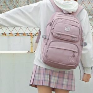 Kawaii Pastel Backpack Back to School Essential Large Capacity Aesthetic Backpack (Orange)