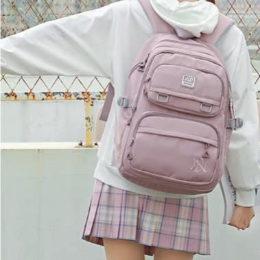 Kawaii Pastel Backpack Back to School Essential Large Capacity Aesthetic Backpack (Orange)