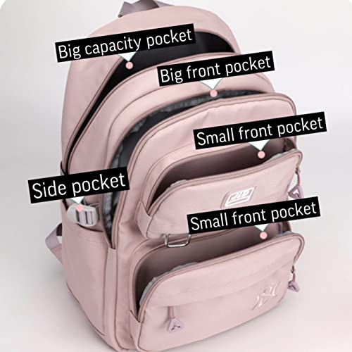 Kawaii Pastel Backpack Back to School Essential Large Capacity Aesthetic Backpack (Orange)