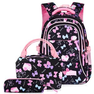 bergmoer backpack for girls boys with lunch box, 15.4 inch lightweight backpack for school, elementary school bags, 3 in 1 bookbag set waterproof backpacks camping childrens backpack