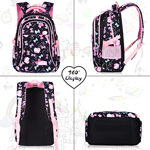 Bergmoer Backpack for Girls Boys with Lunch Box, 15.4 Inch Lightweight Backpack for School, Elementary School Bags, 3 in 1 Bookbag Set Waterproof Backpacks Camping Childrens Backpack