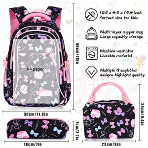 Bergmoer Backpack for Girls Boys with Lunch Box, 15.4 Inch Lightweight Backpack for School, Elementary School Bags, 3 in 1 Bookbag Set Waterproof Backpacks Camping Childrens Backpack