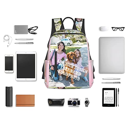 Wondfamiker Custom Casual-Lightweight Backpack Personalized-Travel Knapsack-Customized - Schoolbag Daypack Add Photo Text Shoulders (custom 2) Large