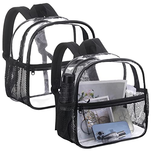 Clear Backpack Stadium Approved, 12x12x6 Water proof Transparent Backpack for Work & Sport Even (black)