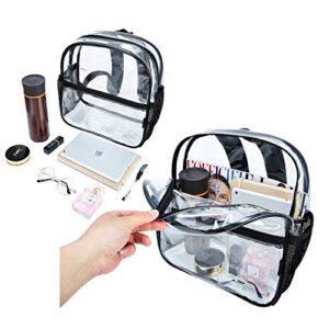 Clear Backpack Stadium Approved, 12x12x6 Water proof Transparent Backpack for Work & Sport Even (black)