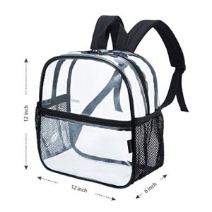 Clear Backpack Stadium Approved, 12x12x6 Water proof Transparent Backpack for Work & Sport Even (black)