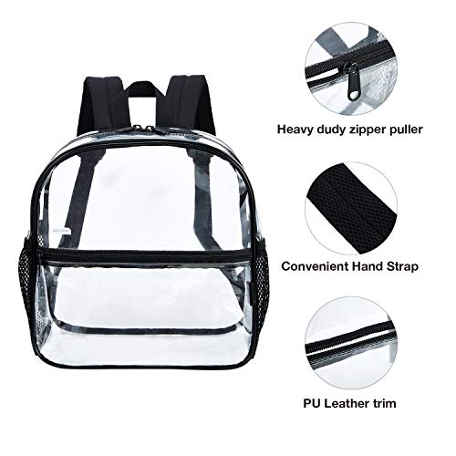 Clear Backpack Stadium Approved, 12x12x6 Water proof Transparent Backpack for Work & Sport Even (black)