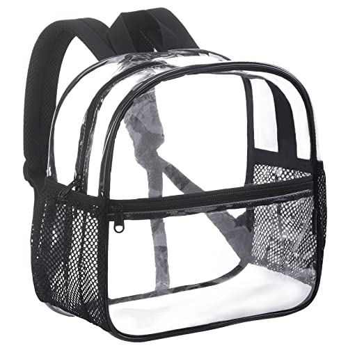 Clear Backpack Stadium Approved, 12x12x6 Water proof Transparent Backpack for Work & Sport Even (black)