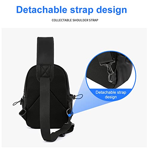 QUNNSE Pieces Sling Bag for Men Women Shoulder Backpack Small Cross Body Chest Sling Backpack Travel Hiking Chest Bag (Black)