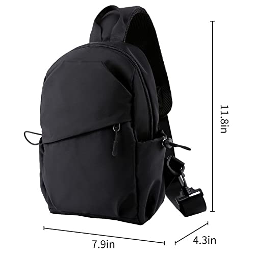 QUNNSE Pieces Sling Bag for Men Women Shoulder Backpack Small Cross Body Chest Sling Backpack Travel Hiking Chest Bag (Black)