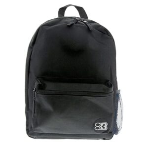 bazic school backpack 16″ black, lightweight school bag for students men women travel, fit 13 inch laptop notebook, 1-pack